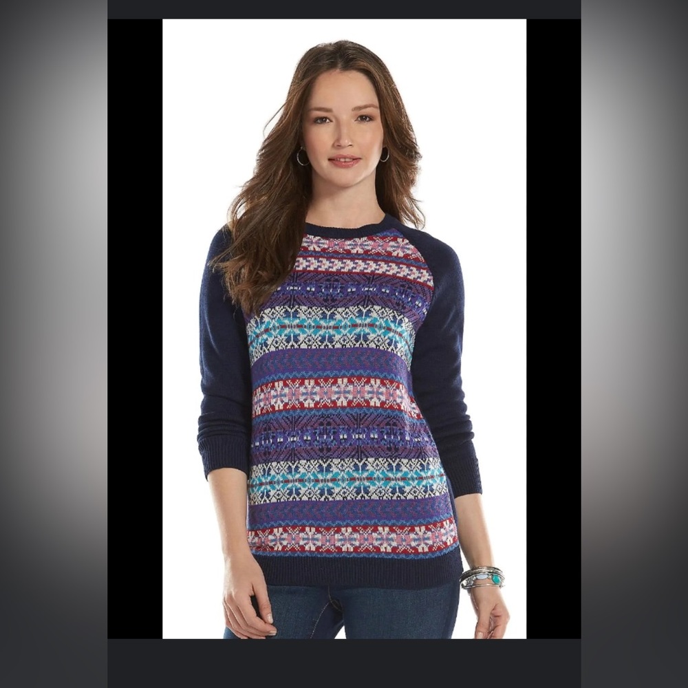 Chaps Nordic Multicolor Snowflake Sweater size XL